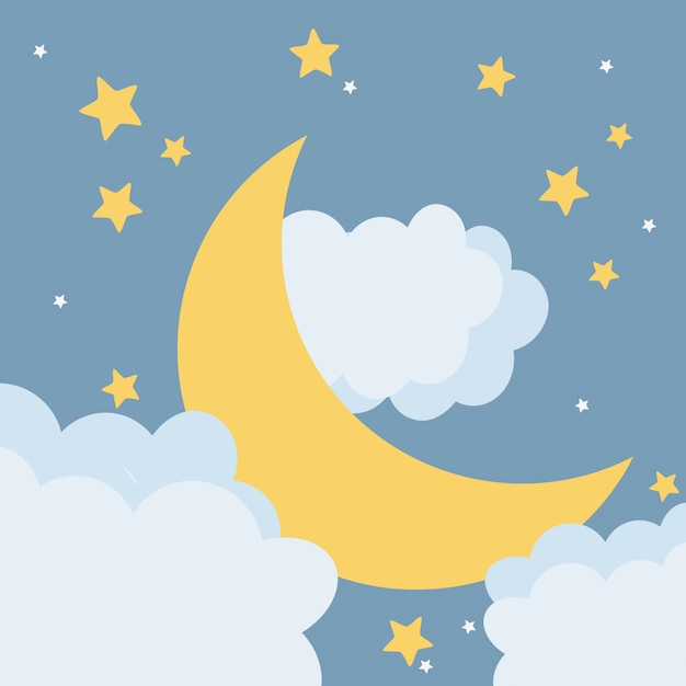 Luna En La Noche De Dibujos Animados Vector Premium 6885 | The Best ...