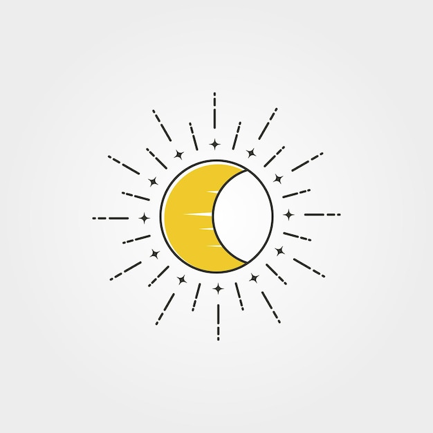 Luna Con Sol Creativo Logo Vector Icono S Mbolo Ilustraci N Dise O