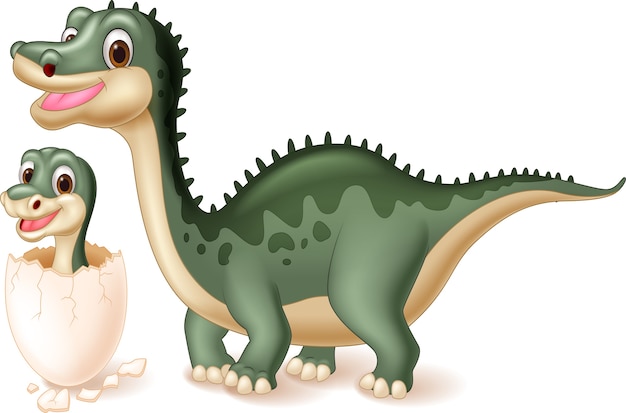 Madre dinosaurio con nacimiento del bebé. | Vector Premium