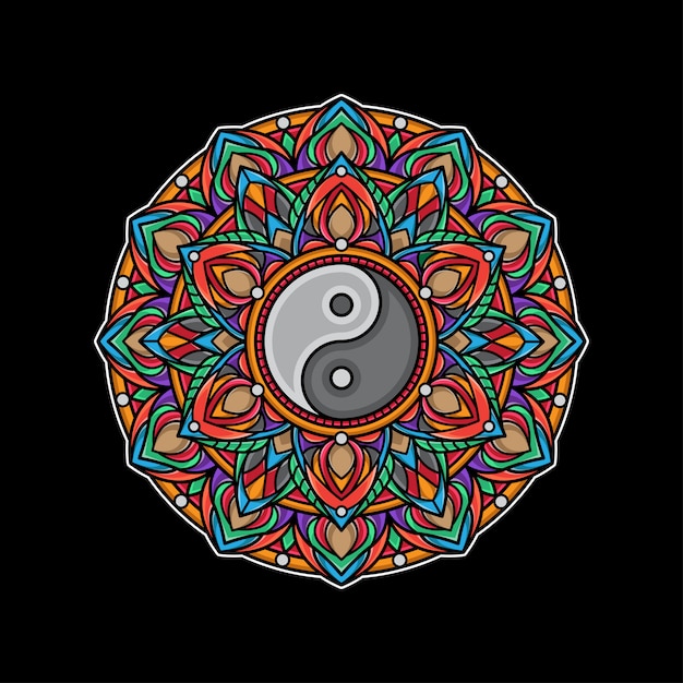 Download Mandala colorido yin yang | Vector Premium