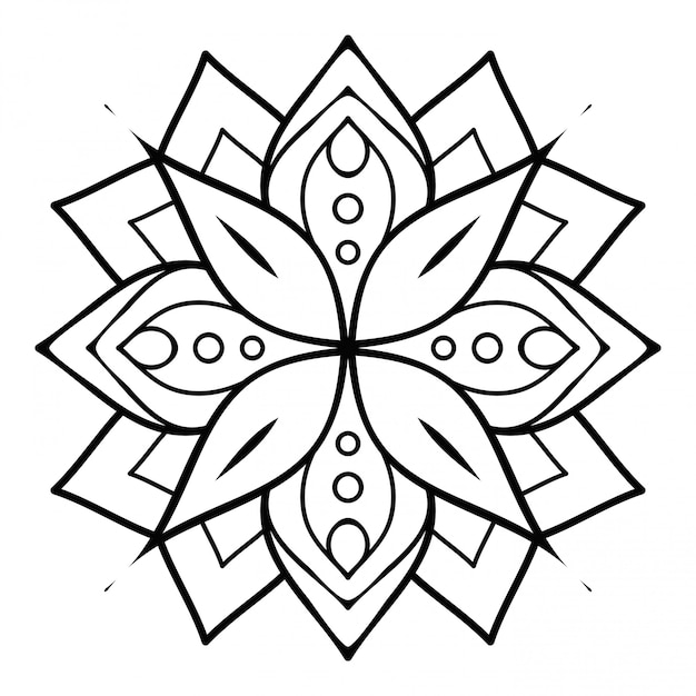 Mandala línea simple, elemento decorativo para colorear. | Vector Premium