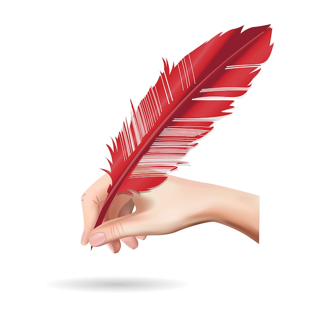 Mano que sostiene la pluma de pluma | Vector Gratis