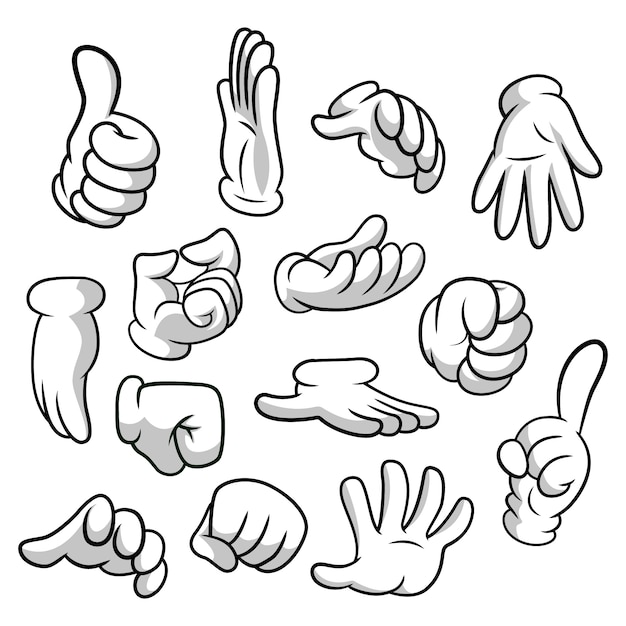 Manos De Dibujos Animados Con Guantes Icono Conjunto Aislado Sobre Fondo Blanco Clipart