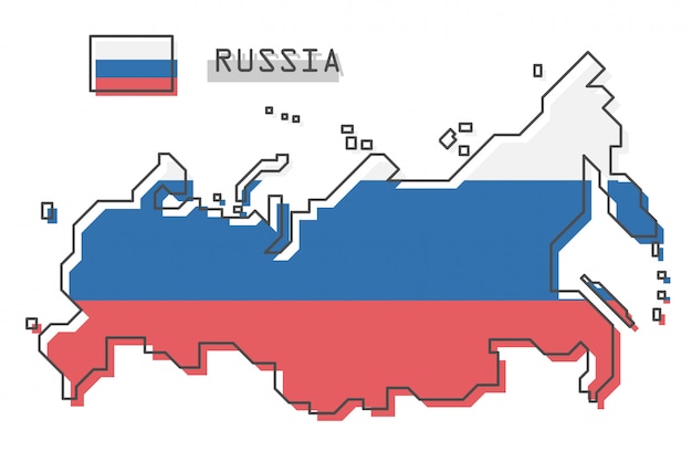 Mapa Y Bandera De Rusia Vector Premium