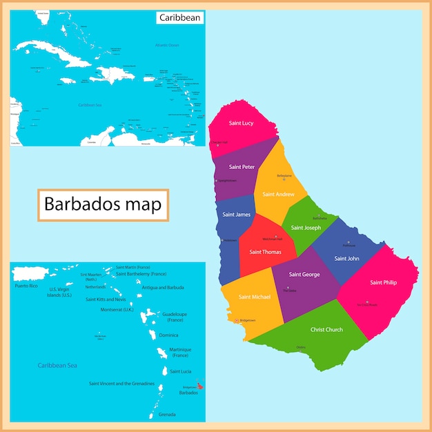 Mapa De Barbados Vector Premium