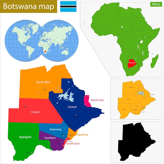 Mapa De Botswana Vector Premium