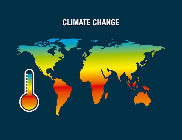 Mapa del cambio climático termómetro color degradado ...