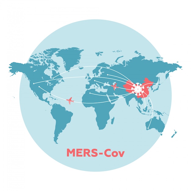 Mapa De China Flechas Celulas Flotantes Del Virus De La Gripe