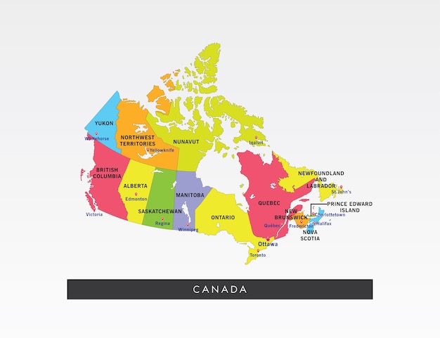 Mapa colorido de canadá | Vector Premium