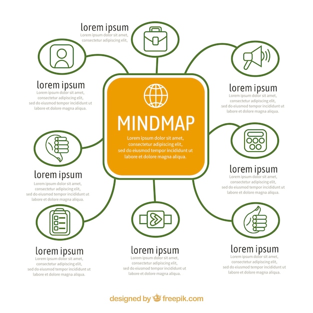 Mapa Conceptual Plano Con Iconos Originales Vector Gratis