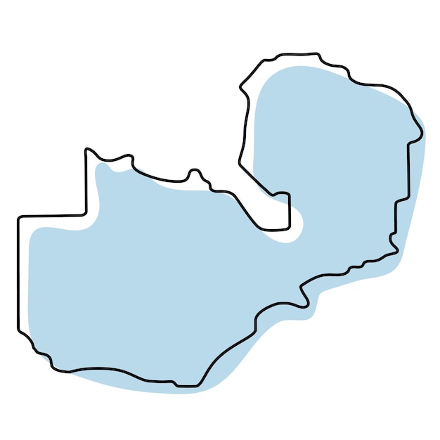Mapa De Contorno Simple Estilizado Del Icono De Zambia Mapa De Croquis