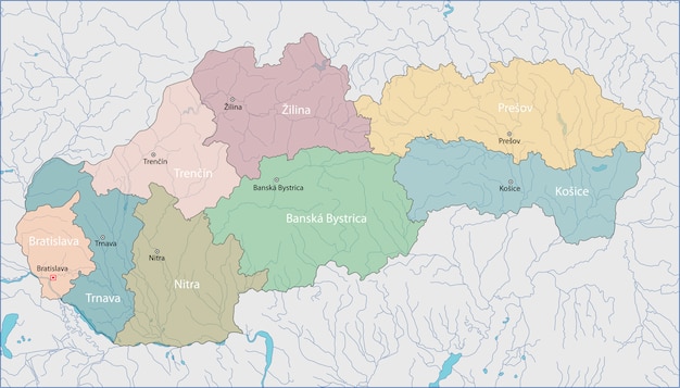 Mapa De Eslovaquia Vector Premium