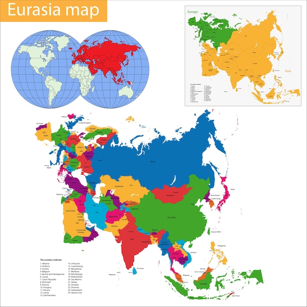 Mapa De Eurasia Vector Premium 9868