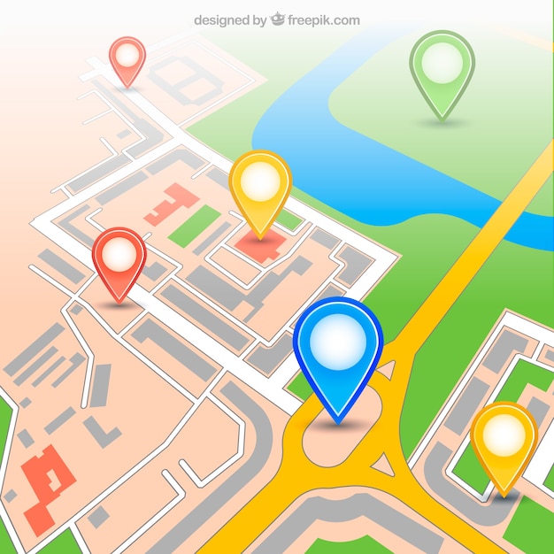 Mapa Gps Urbano Con Pins Descargar Vectores Gratis