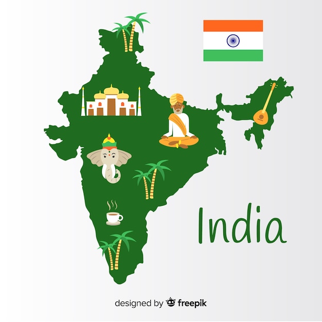 Mapa De India Dibujado A Mano Vector Gratis