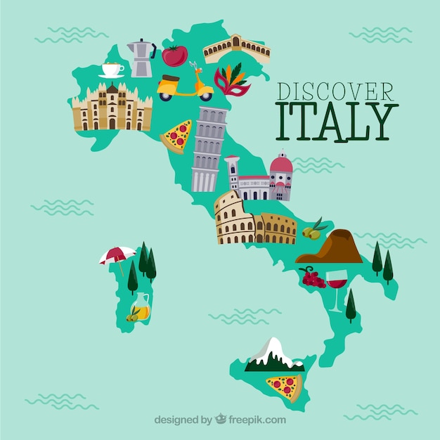 Mapa Italiana Vector Gratis 2240