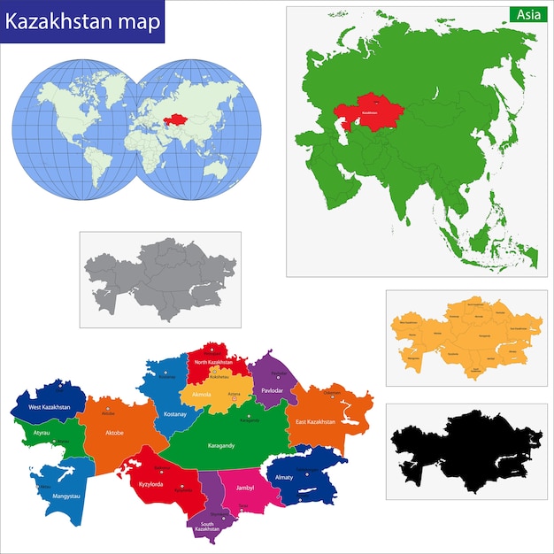 Mapa De Kazajstán Vector Premium