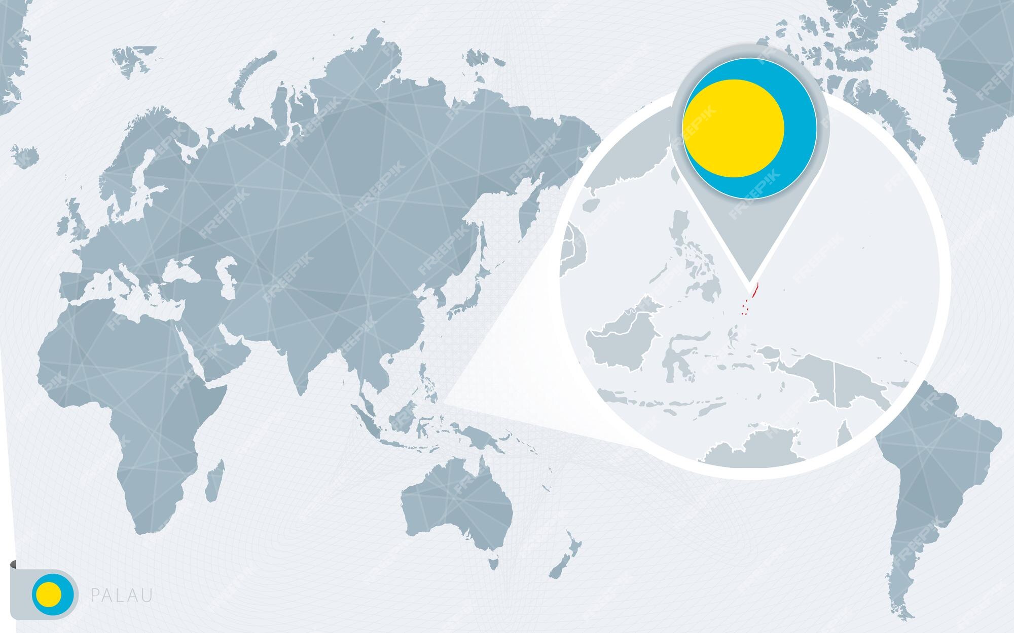 Mapa Mundial Centrado En El Pacífico Con Palau Ampliada Bandera Y Mapa De Palau Vector Premium 9350