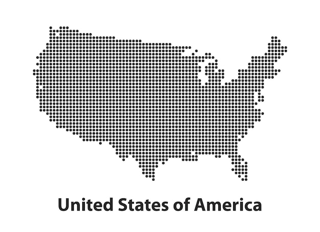 Mapa De Puntos De Estados Unidos La Forma Con Puntos Negros Sobre