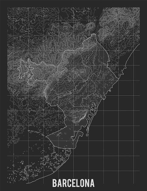 Mapa Topografico De Barcelona Vector Gratis