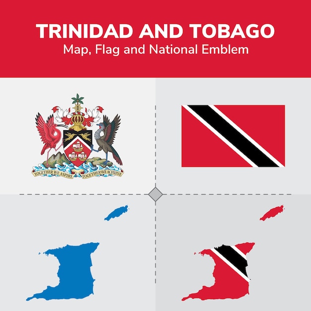 Mapa De Trinidad Y Tobago Bandera Y Emblema Nacional Vector Premium 7937