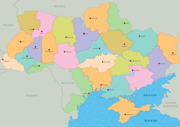 Mapa De Ucrania Vector Premium