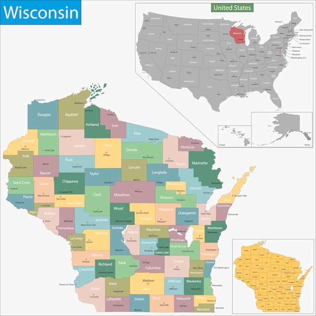 Mapa de wisconsin | Vector Premium