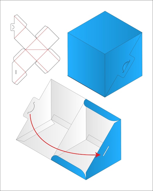 Maqueta 3d De Diseño De Plantilla Troquelada De Embalaje De Caja