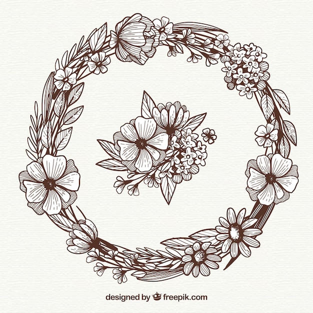 Marco Floral Dibujado A Mano Con Estilo De Boceto Vector Gratis