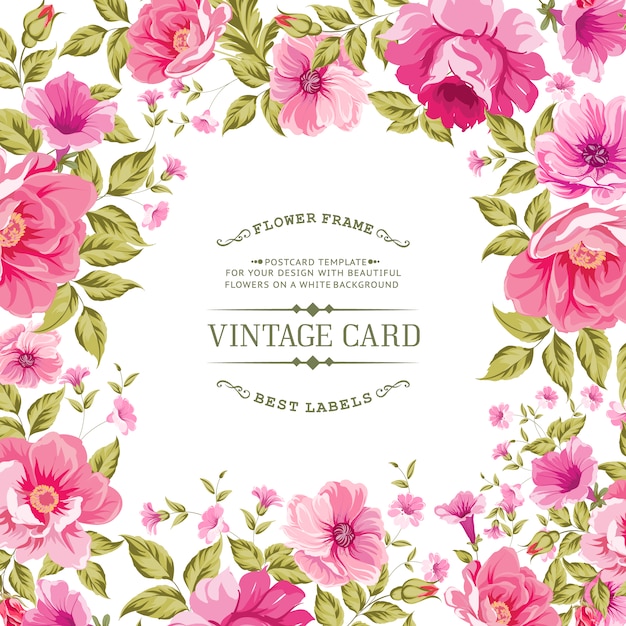 marco vintage decorado con flores rosas_1182 389
