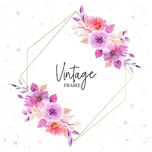 Marco vintage floral acuarela purle | Vector Premium