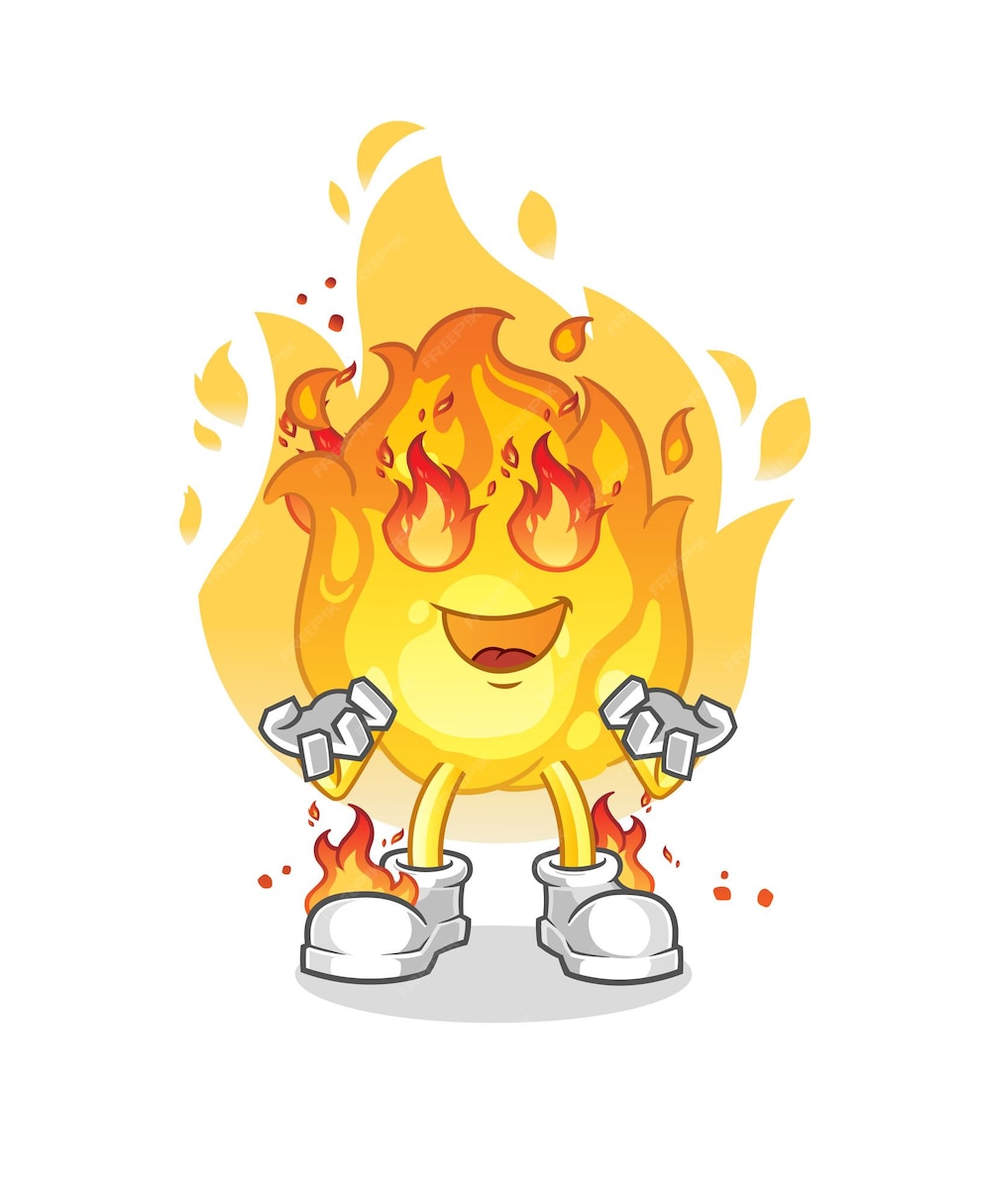 Mascota De Fuego En Fuego Vector De Dibujos Animados Vector Premium