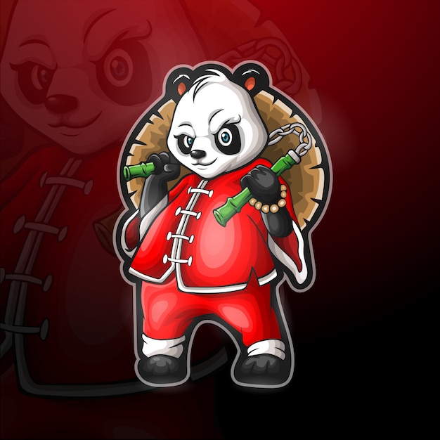 Mascota De Panda Chino Para Logotipo De Juegos Vector Premium