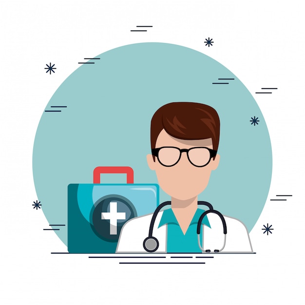 Medico Con Iconos De Servicio Medico Vector Gratis