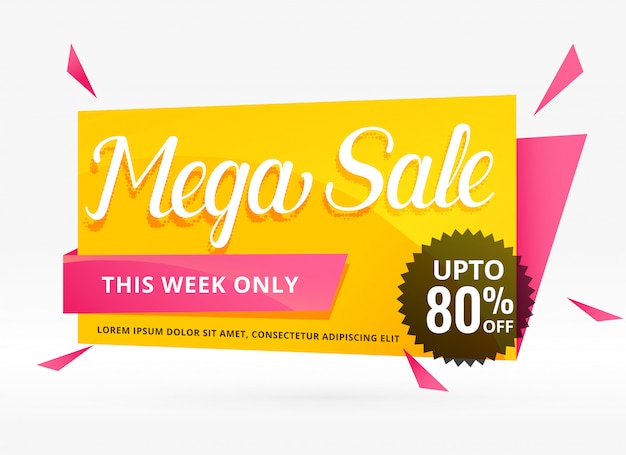 Mega venta de diseño de banner para promoción. vector gratuito