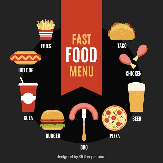 Menu De Comida Rapida En Estilo Plano Vector Gratis