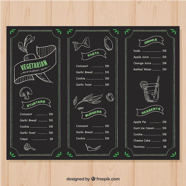 Men De Restaurante En Estilo Pizarra Vector Gratis