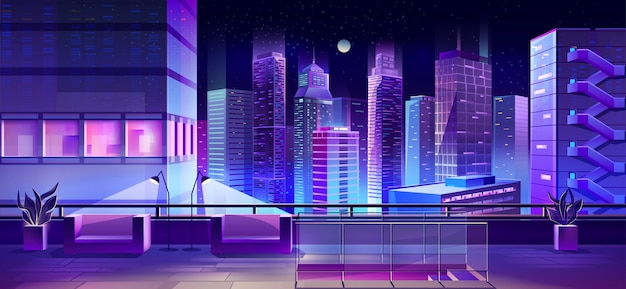 Mesa de observación en vector de techo de edificio de ciudad vector gratuito