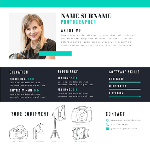 Modelo curriculum vitae fotografía online | Vector Gratis