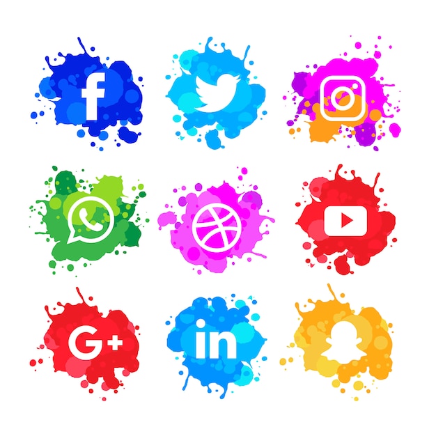 Download Modern acuarela slash pack de iconos de redes sociales ...