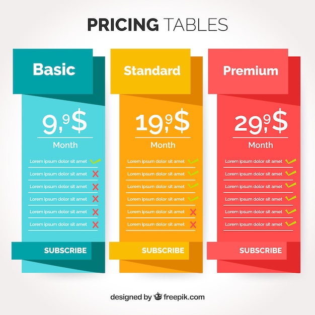 Modernas Tablas De Precios Descargar Vectores Gratis 7349