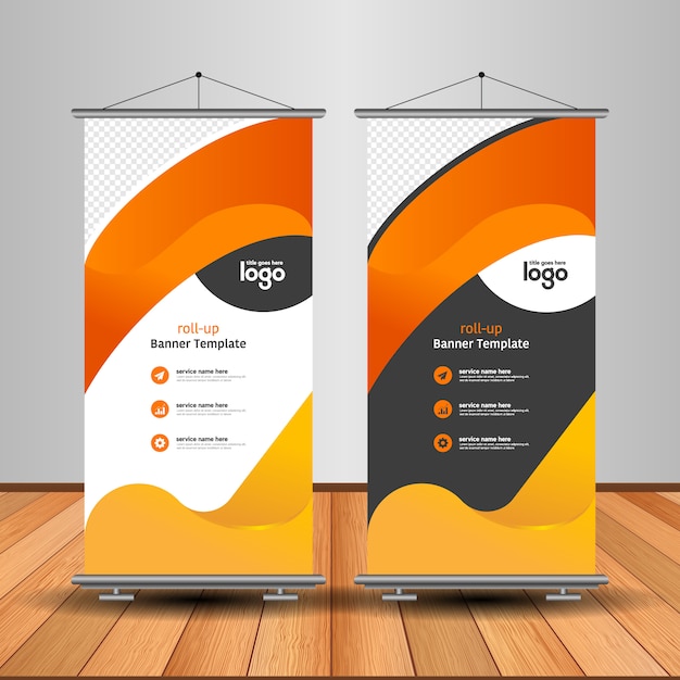 Moderno roll up banner con forma abstracta Vector Premium