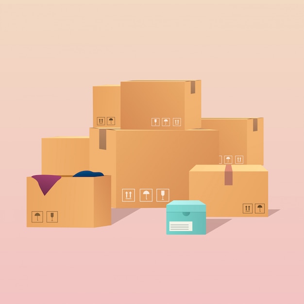 Download Montón de productos sellados apilados cajas de cartón ...