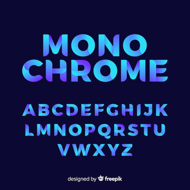 Muestra tipografía alfabeto degradado vector gratuito
