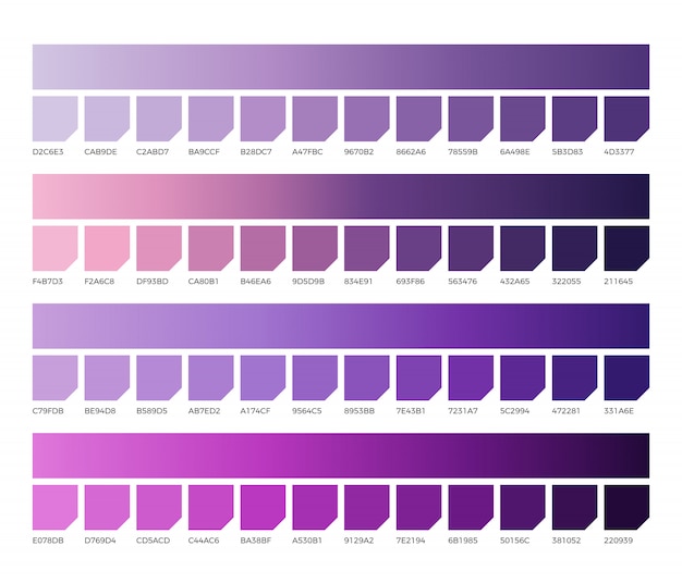 Muestras De Vector De Paleta De Color Ultravioleta Color Violeta Purpura Y Ultravioleta Color Lavanda Ilustracion Vector Premium
