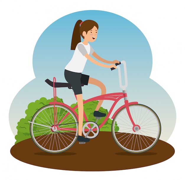 Mujer andar en bicicleta para hacer deporte | Vector Gratis