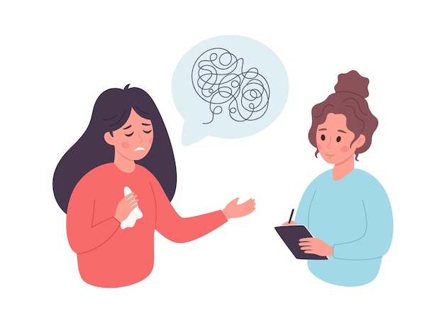 Mujer Hablando Con Psicólogo Psicología Terapia Concepto De Salud Mental Ilustración Vectorial 4218