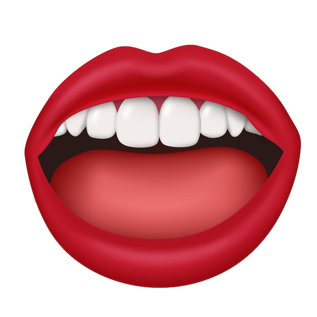 Mujer Labios Ligeramente Abiertos Boca Aislados 3d Realistas Vector