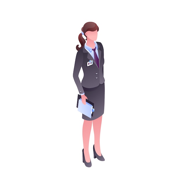 La mujer en oficina viste el ejemplo del carácter aislado anónimo. vector gratuito