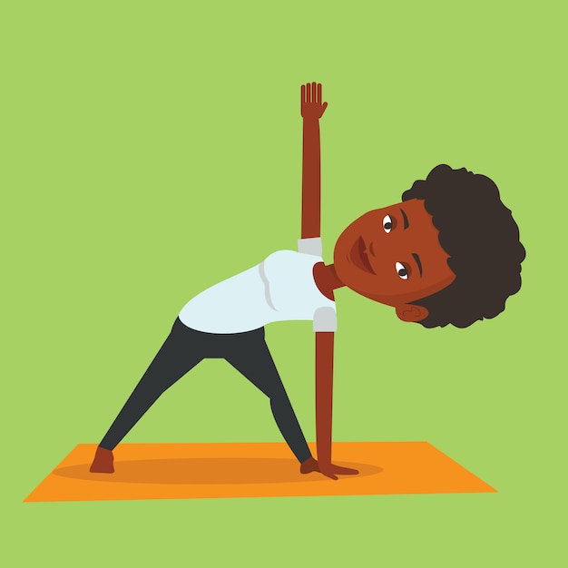 Mujer practicando yoga triángulo pose Vector Premium